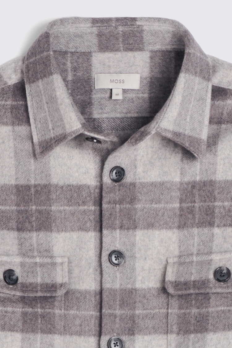Taupe Check Overshirt   Buy Online at Moss