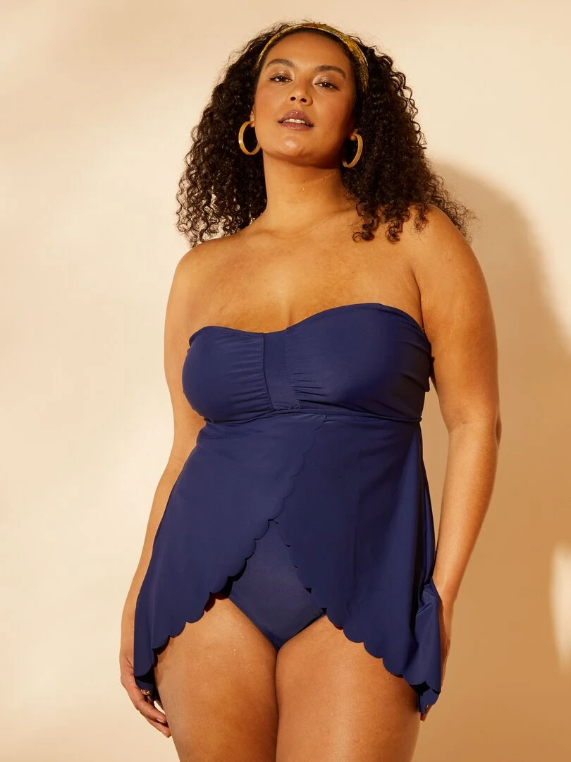 Maillot de bain effet tankini 1 pièce Marine