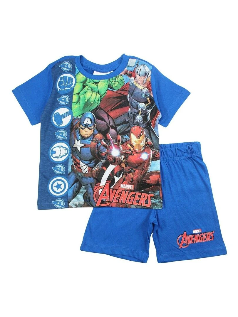 Avengers Ensemble T shirt short garçon Imprimé Avengers Bleu