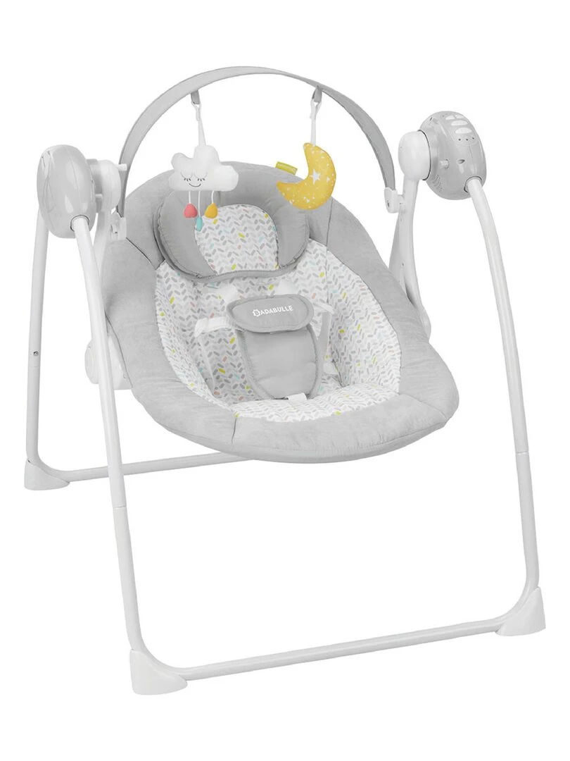 Badabulle Balancelle Electrique Bébé Candy Arche de jeux inclus Berceuses Garantie à vie Gris