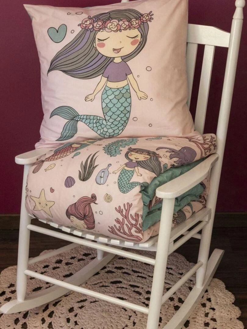 Housse de couette 140x200 + 1 taie d'oreiller 63x63 cm Coton Maeria   Rose