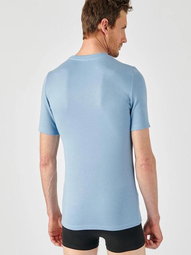T shirt double face col rond Thermolactyl   Damart   Bleu gris