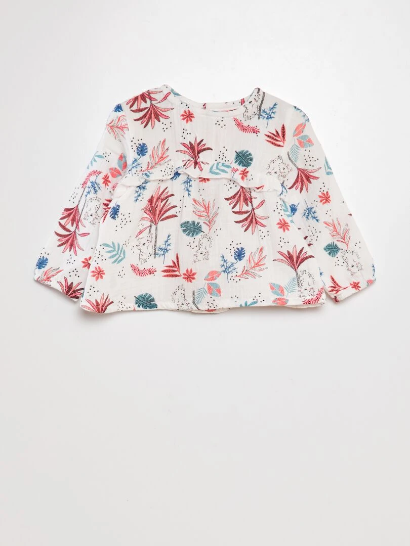 Ensemble blouse + jean Blanc/rose/bleu