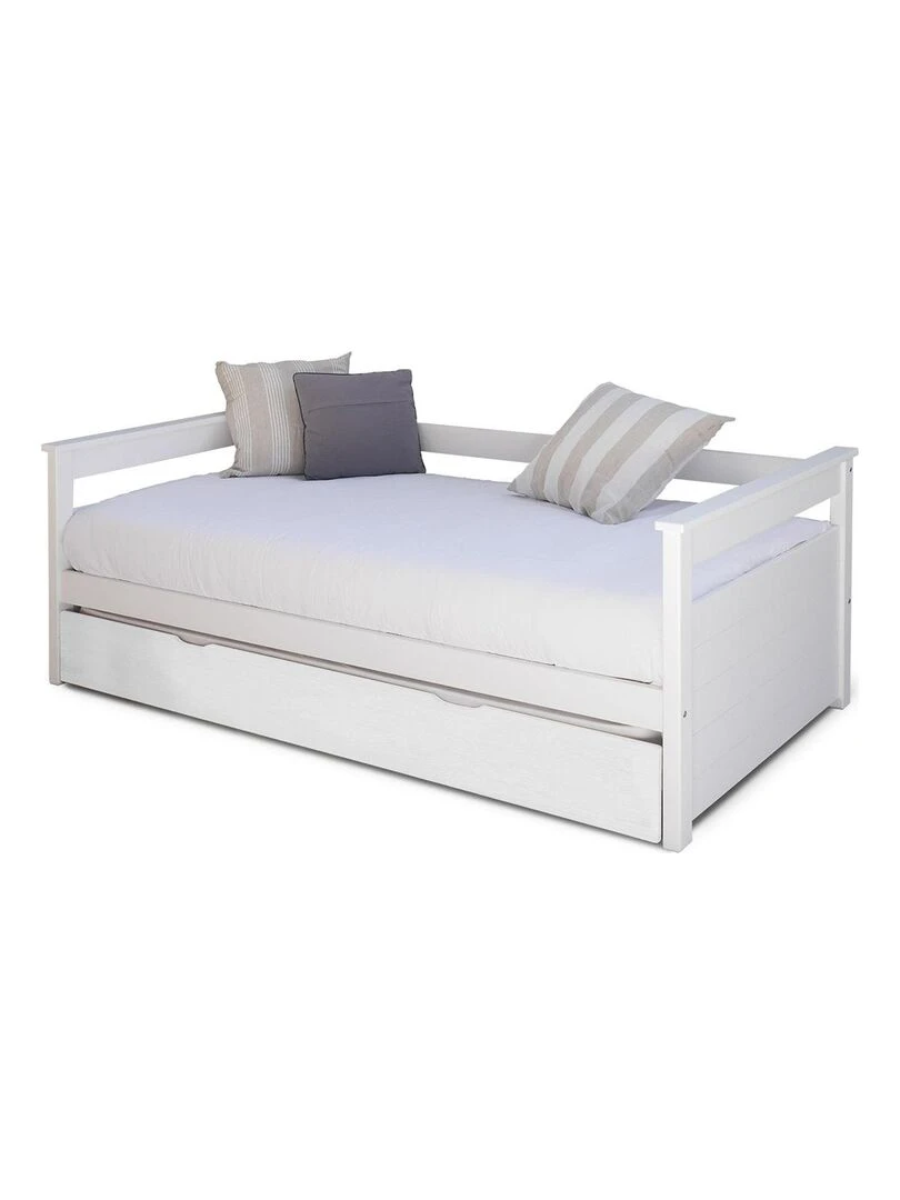 Pack lit gigogne avec 2 matelas Izao AKITEN RETAIL Blanc Marron