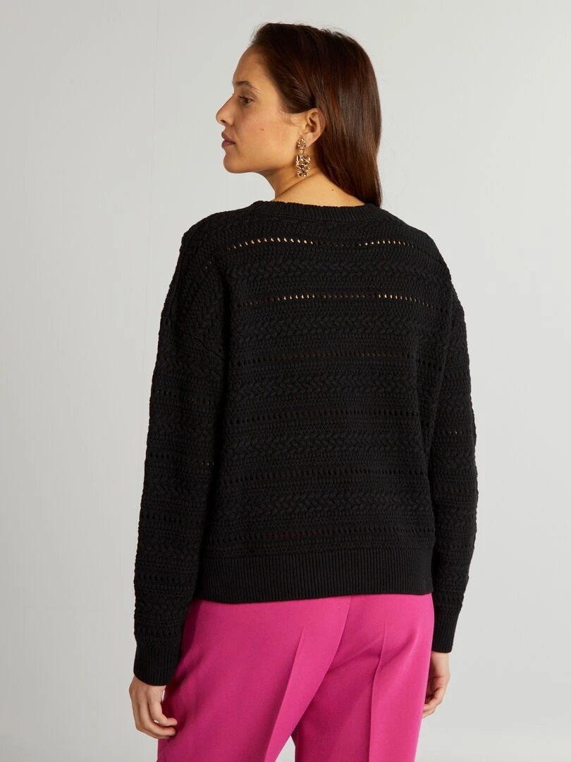 Pull en maille ajourée   noir