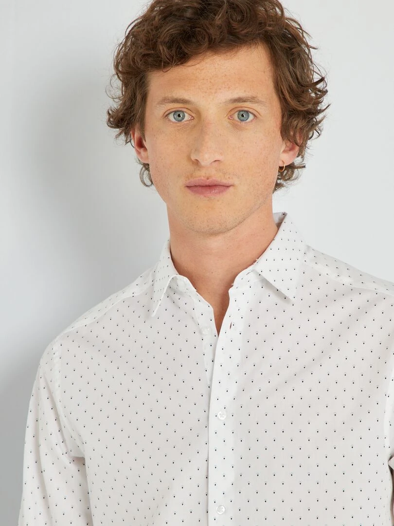 Chemise fantaisie à coupe droite   Blanc