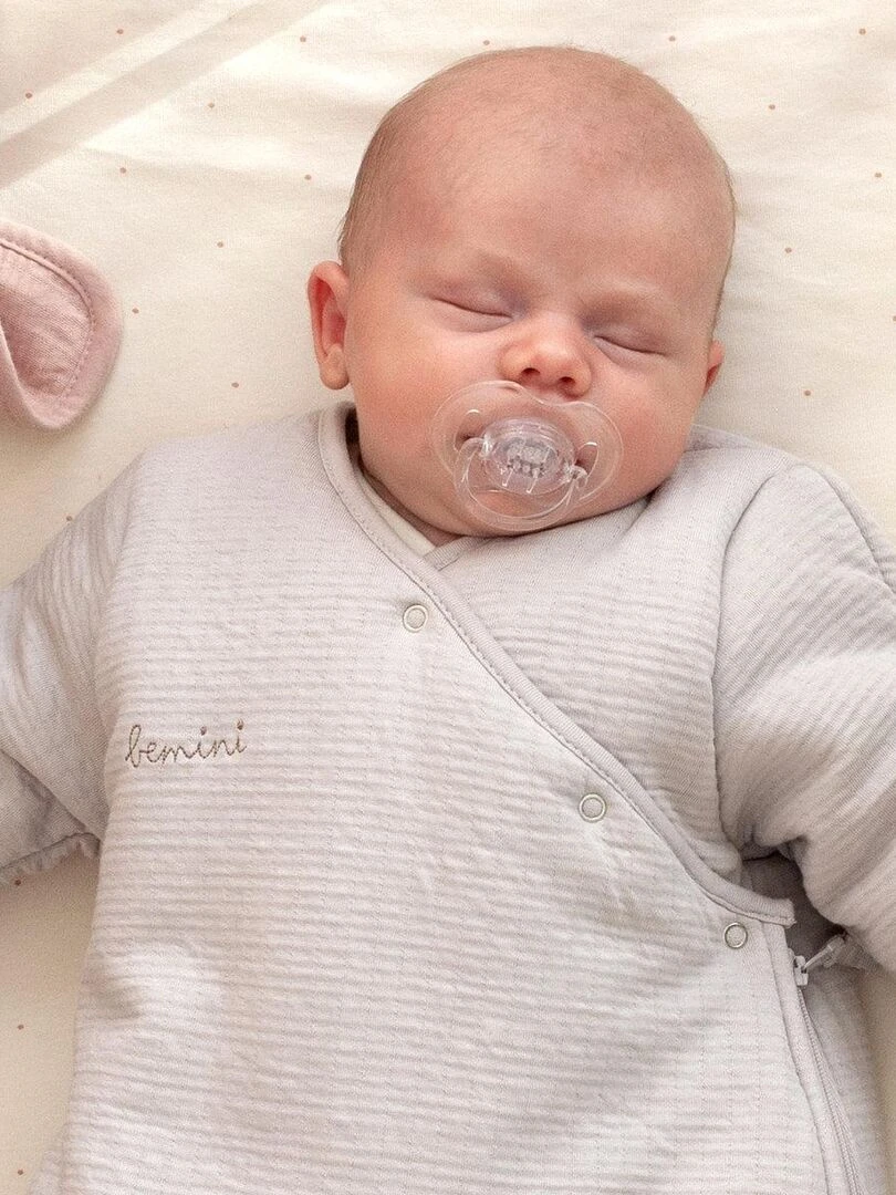 Bemini Gigoteuse avec moufles Pady Tetra Jersey et jersey Beige sable
