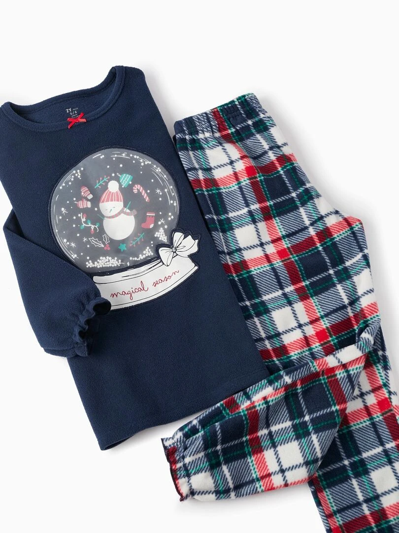 Pyjama en polaire pour fille 'Noël   Snow Globe'   NOËL   Bleu foncé