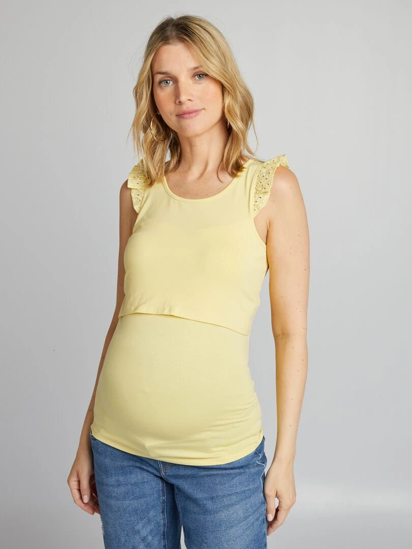 Top allaitement avec ouverture poitrine Jaune