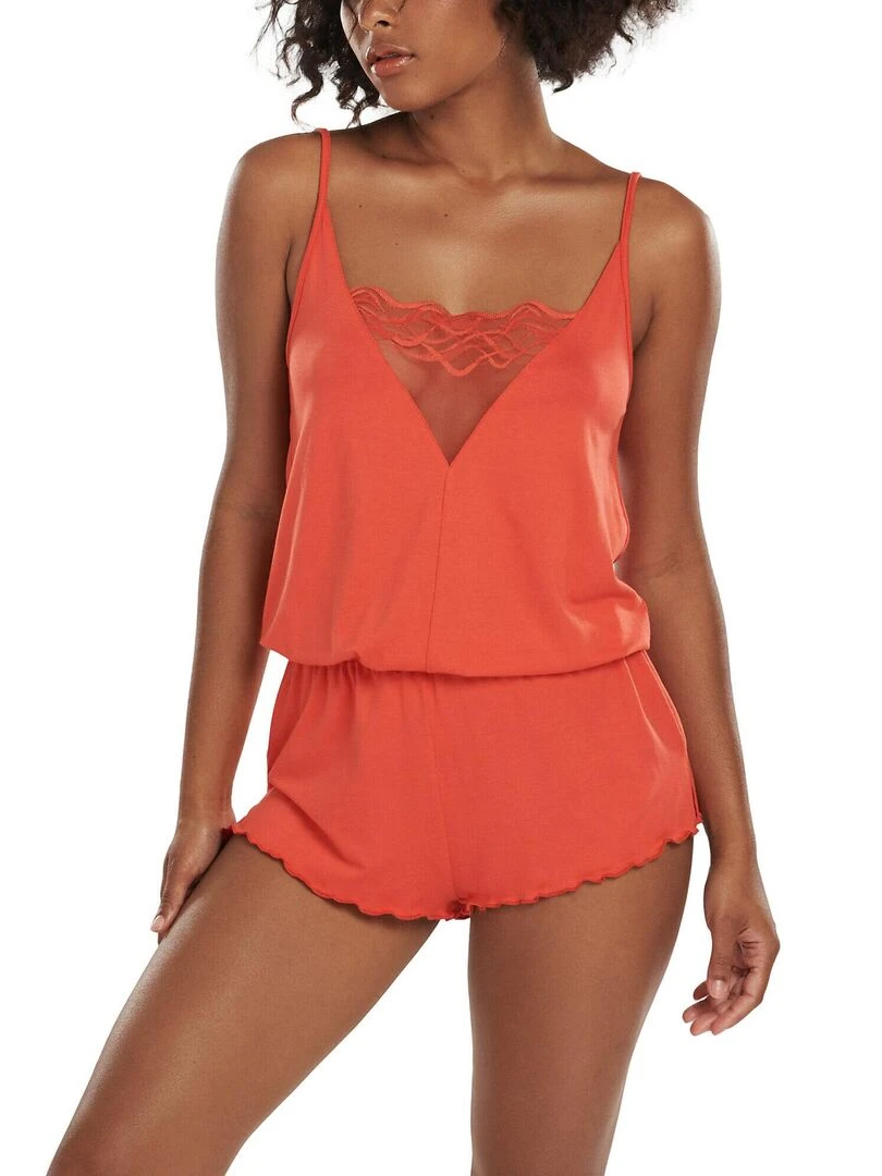 Pyjama combishort de nuit Dione Rouge