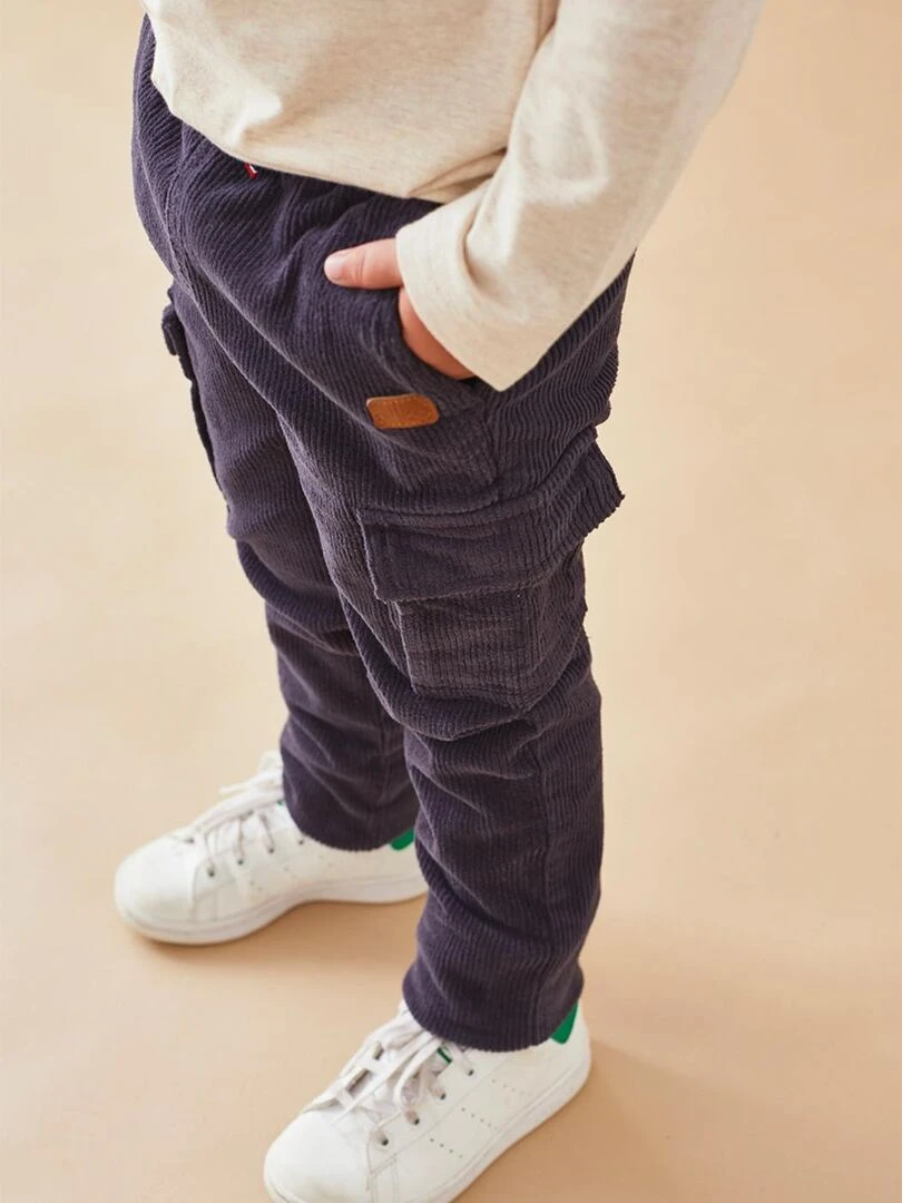 Pantalon cargo velours côtelé Noukie's Bleu
