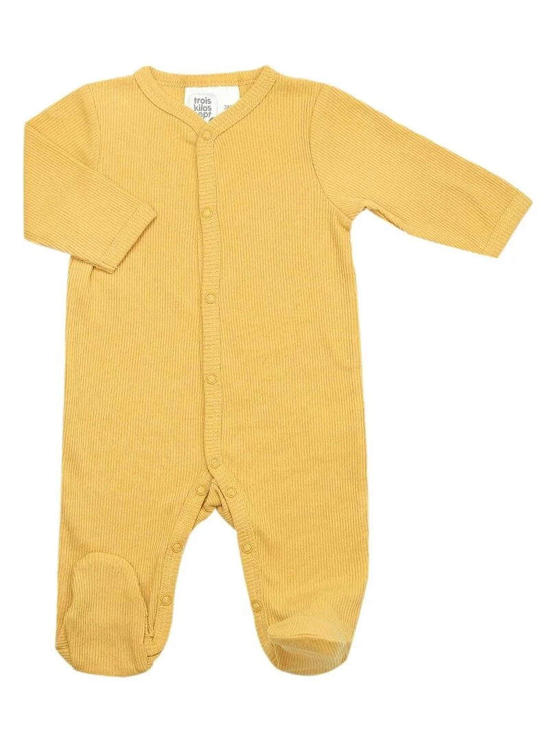 Pyjama bébé maille côtelée en coton Moutarde