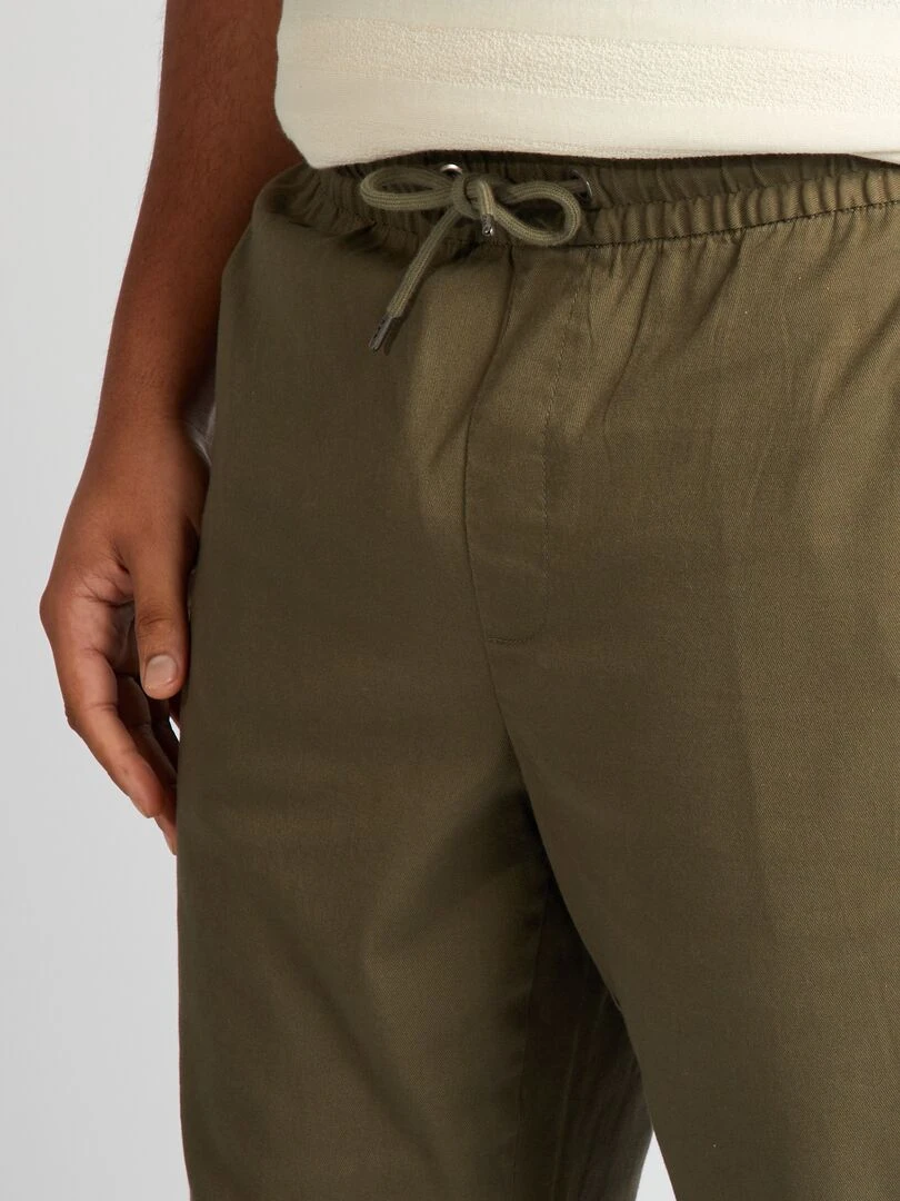 Pantalon chino à taille élastiquée   Kaki