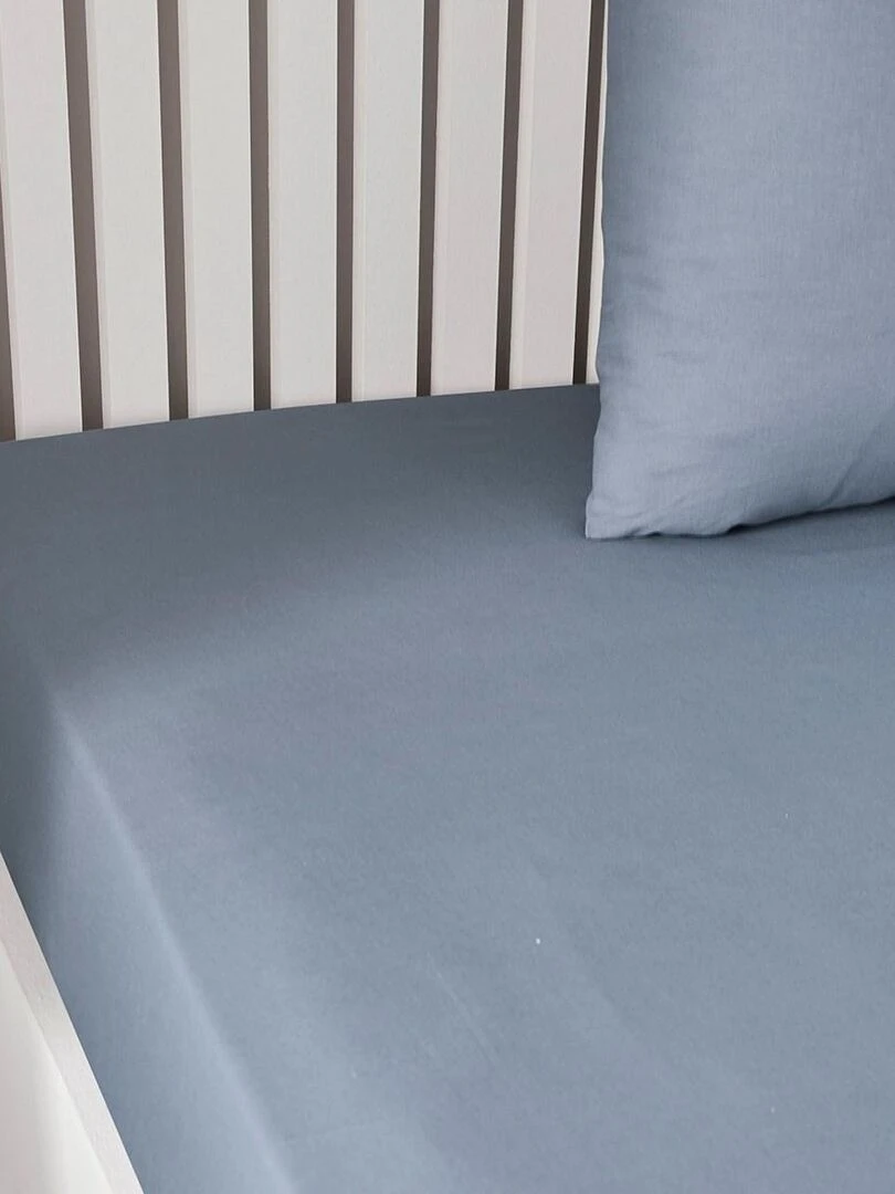 Drap housse 1 personne uni 'ESSENTIAL' 'TODAY'   Bleu ardoise