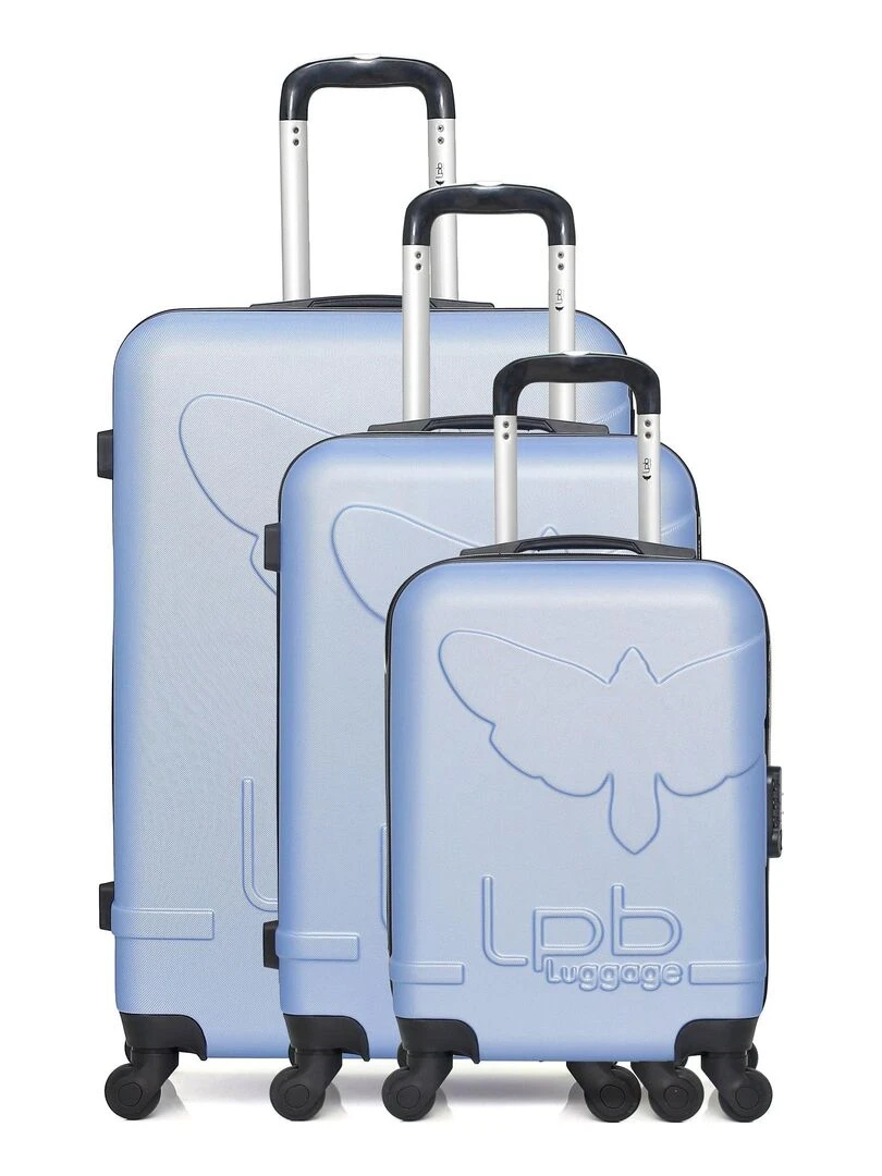 LPB LUGGAGE SET DE 3 ABS NORINE A 4 ROUES Bleu