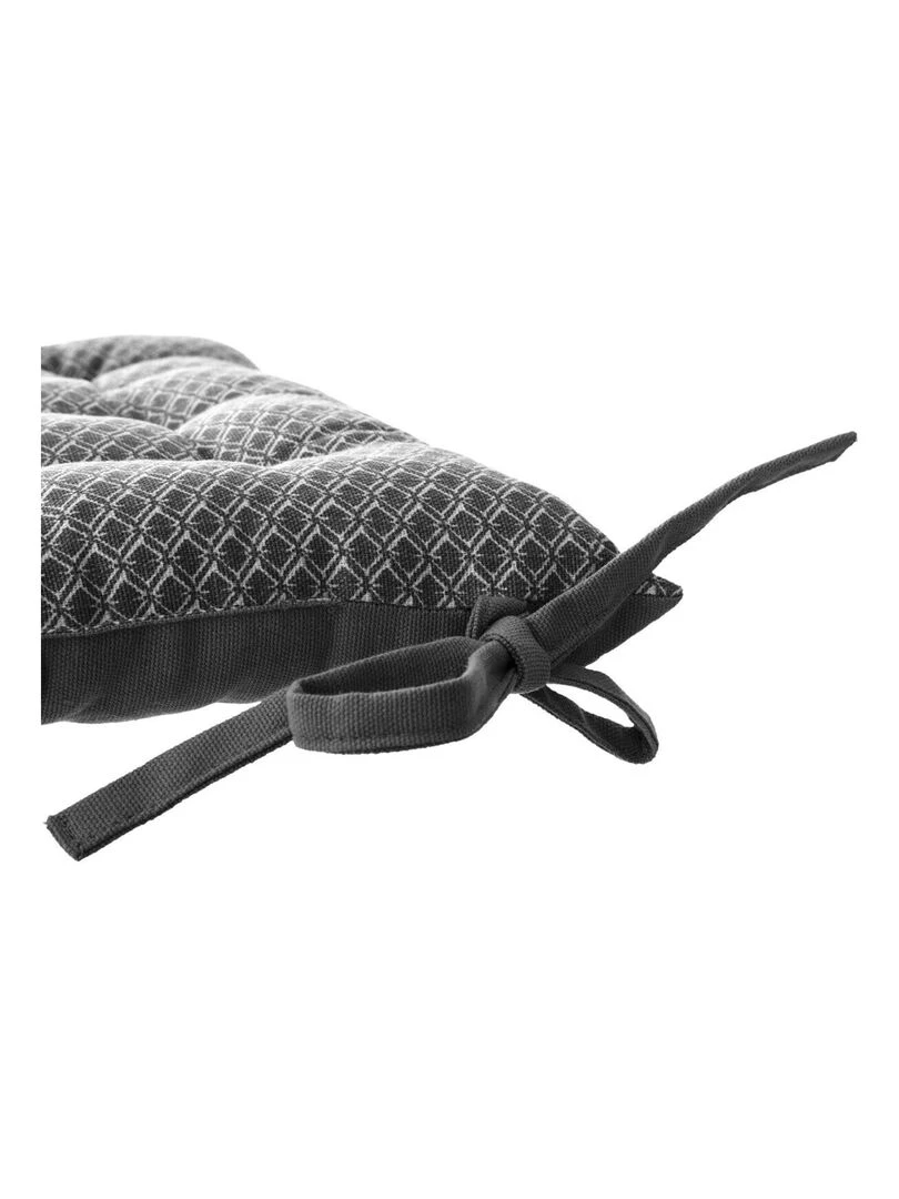 Galette de chaise imprimée et matelassée à nouettes   Gris clair