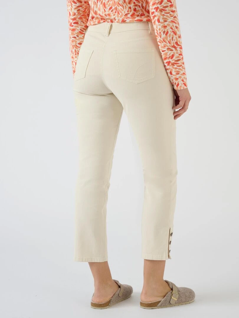 Pantalon 7/8ème boutons bas de jambes   Damart   Blanc Ecru Blanc