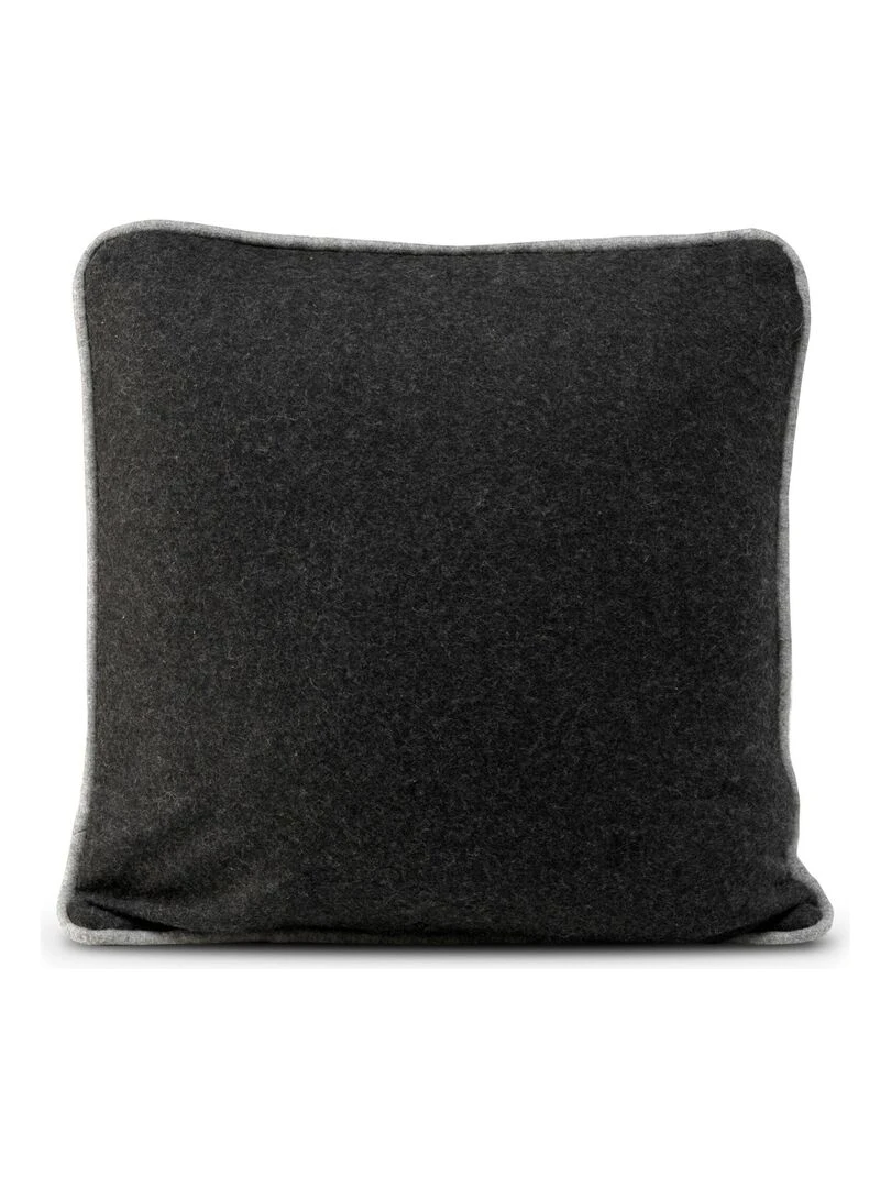 Housse de coussin décoratif Piping felt "Happyfriday" Noir