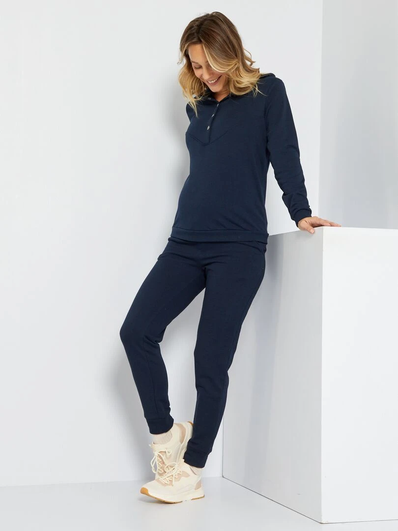Pantalon grossesse en molleton bleu marine