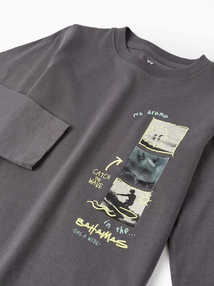 T shirt à manches longues pour garçon 'Bahamas' manches longues   Gris