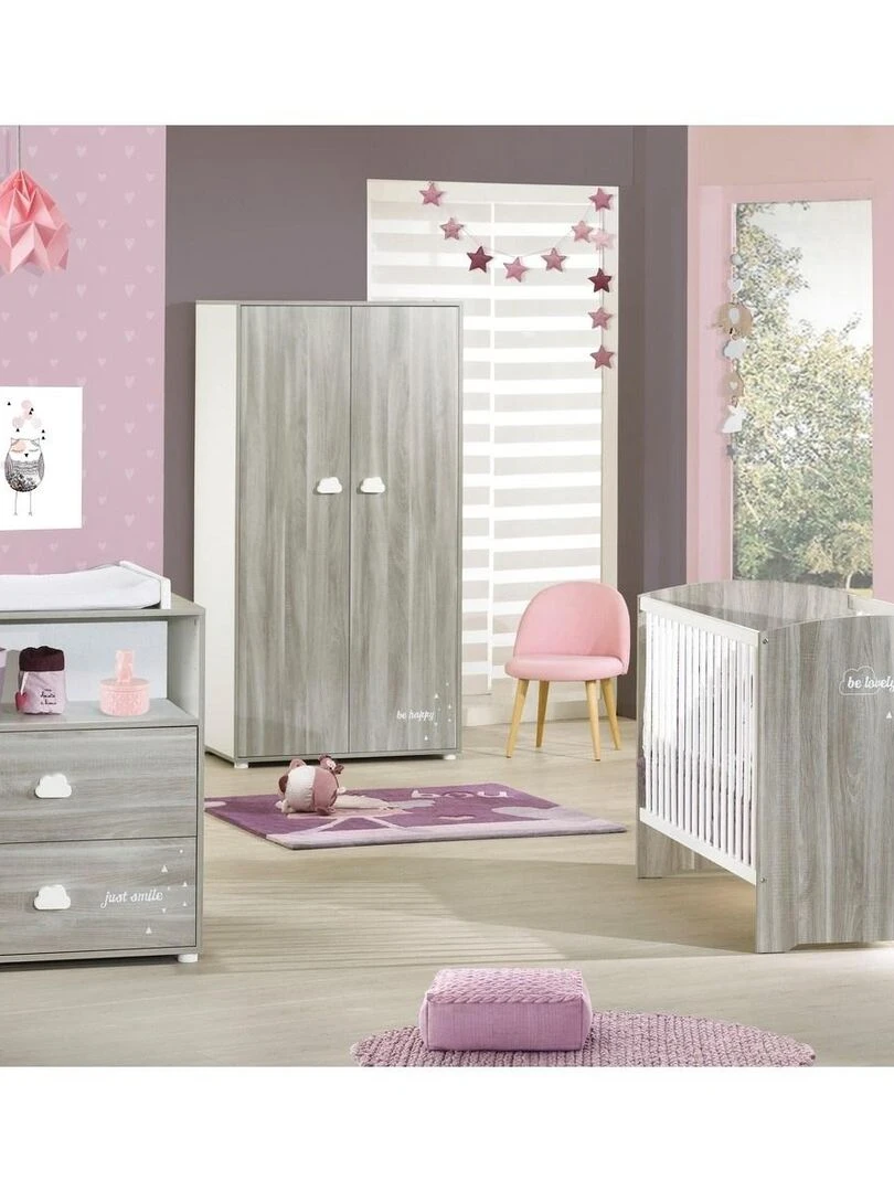 Armoire 2 portes 168x85x57cm en bois   BABYPRICE   Gris