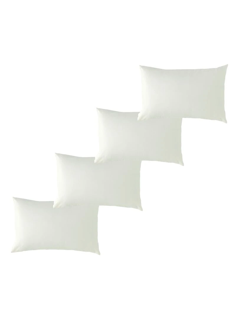 Lot x4 Taies d'oreiller 40x60 cm 100% coton Bio 'Ptit Basile' Ecru