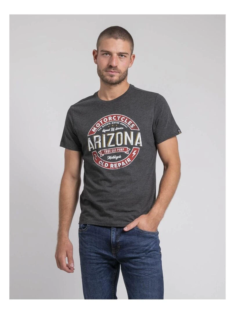 T shirt col rond pur coton JABUSTIN Gris