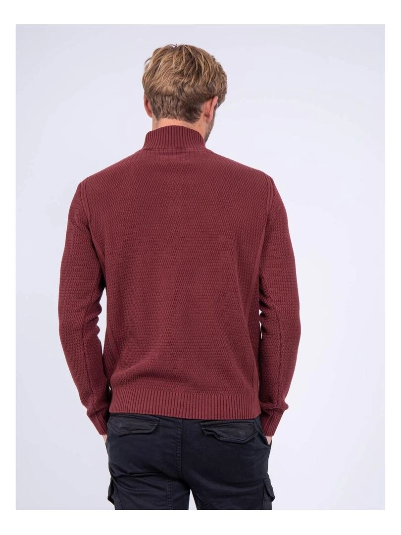 Pull col montant zippé pur coton LOTANOL Bordeaux