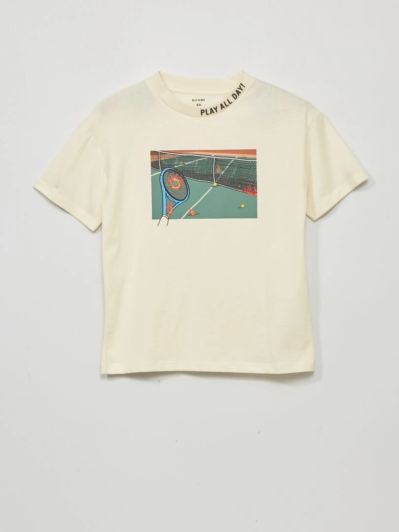 T shirt en jersey 'Tennis' manches courtes   Beige