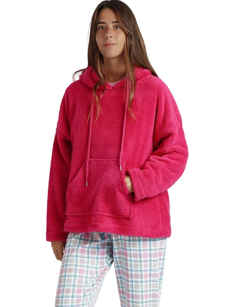 Sweat shirt à capuche Basica Rose