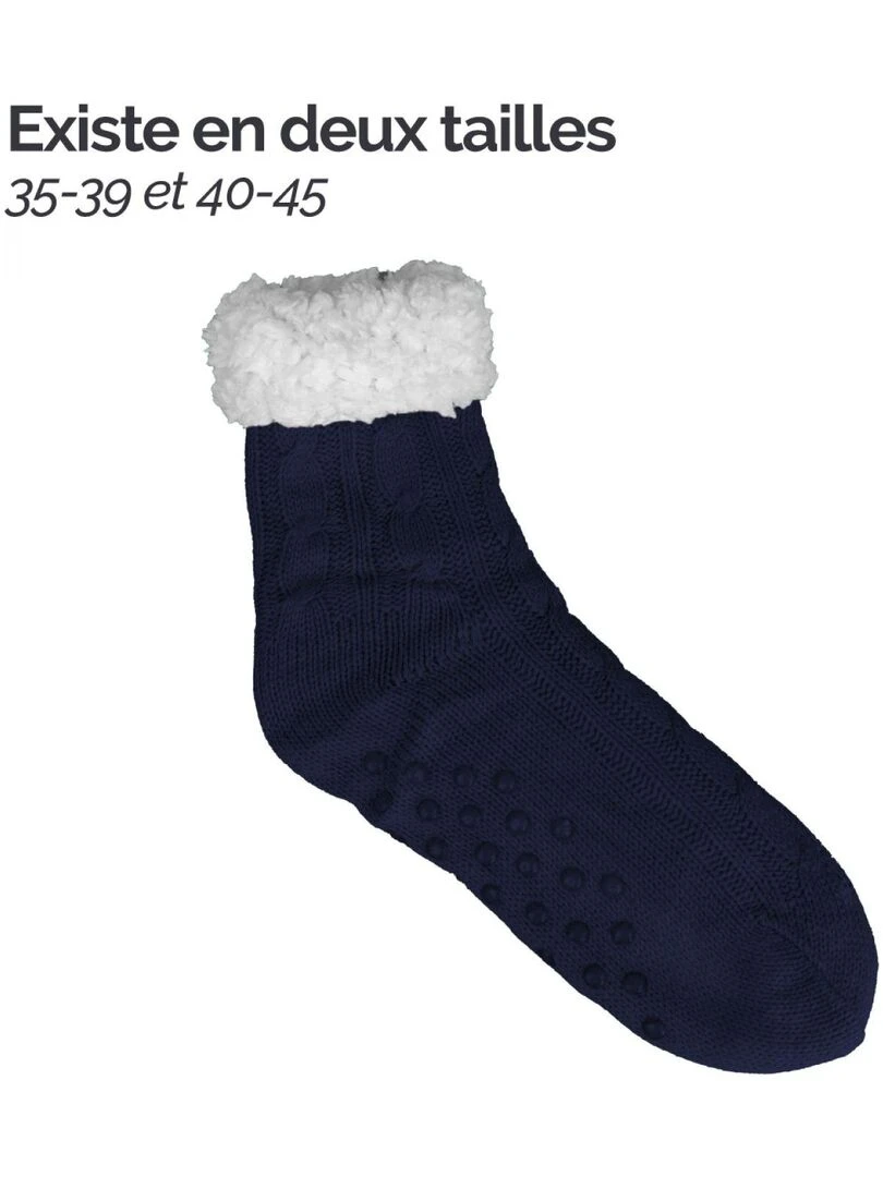 Paire de chaussettes chaussons polaires mixtes Taille 40 45 Vivezen Bleu marine