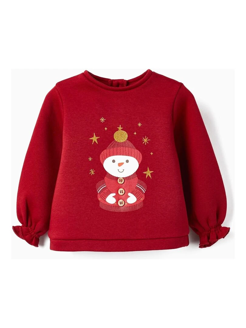 Pull avec intérieur gratté noel 'Zippy' Rouge