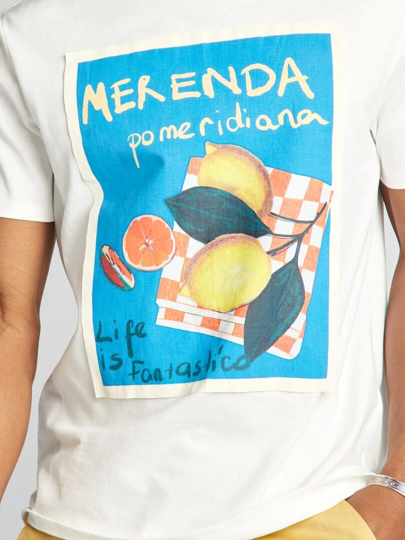 T shirt en coton avec broderie   Blanc