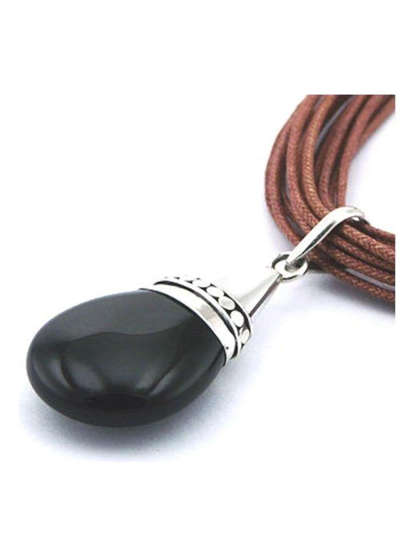 Pendentif goutte en argent & agate Bijoucolor Noir