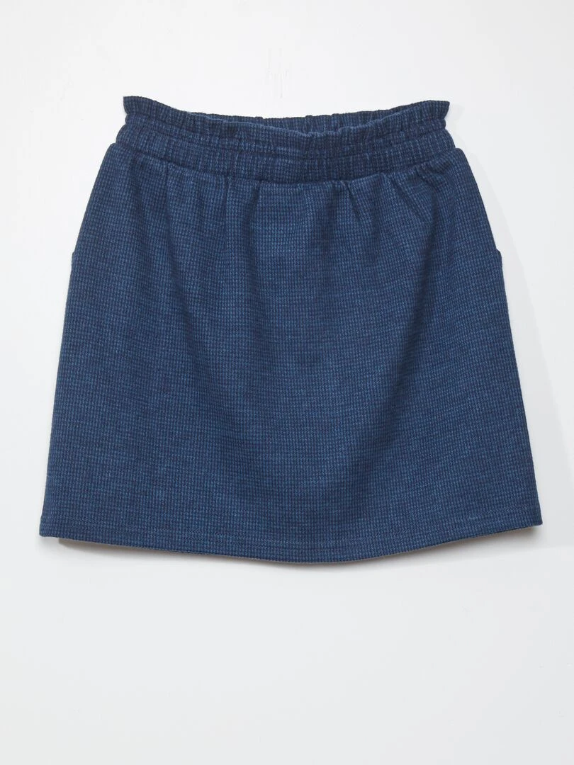 Jupe paper bag avec imprimé 'pied de poule'   Bleu