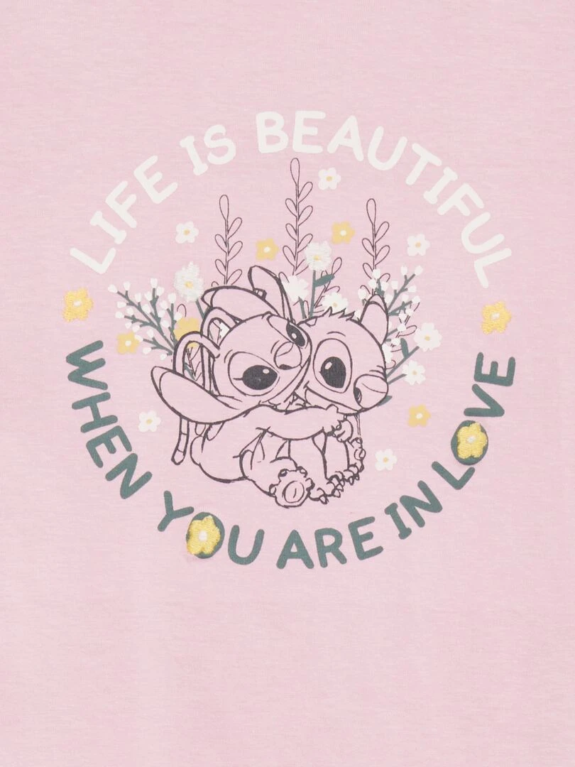 T shirt manches longues 'Stitch' 'Disney' Rose