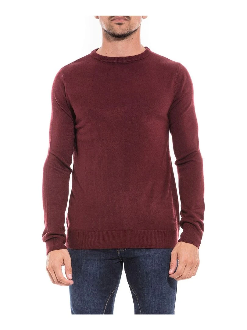 Pull col rond effet cachemire LANNIS Bordeaux