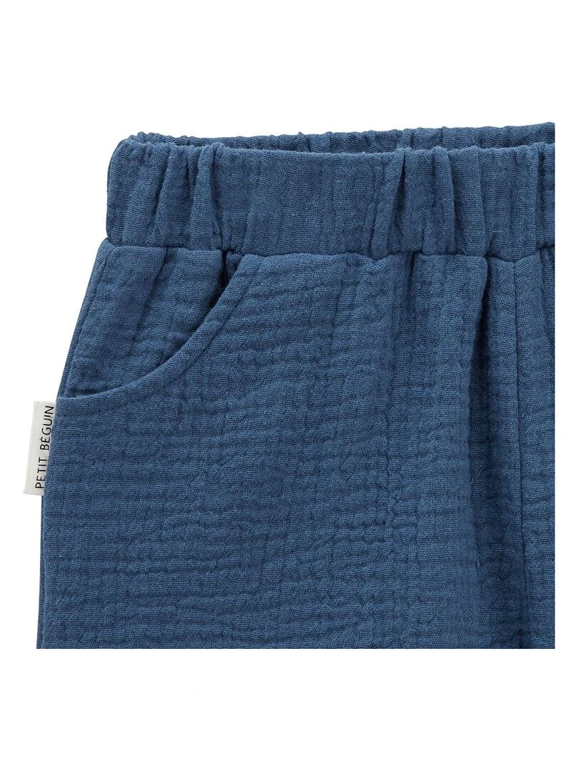 Short bébé en gaze de coton Belem   Bleu