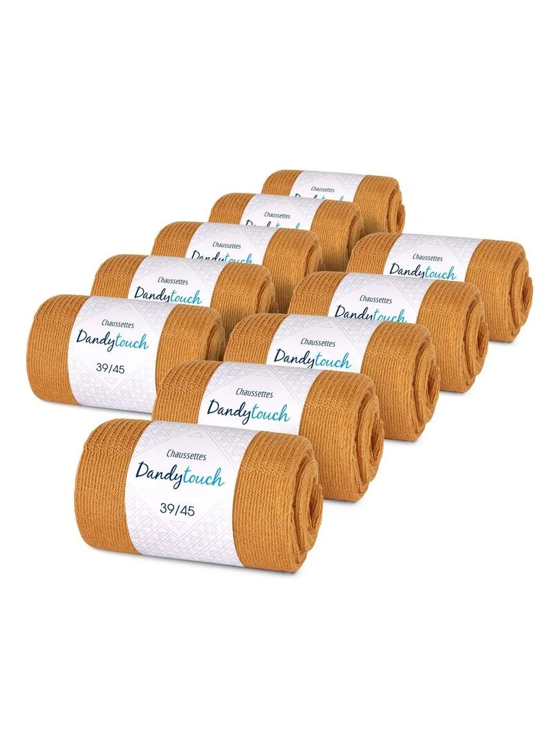 Chaussettes Jersey Coton Lot 10 Paires Fabrication UE Marron caramel