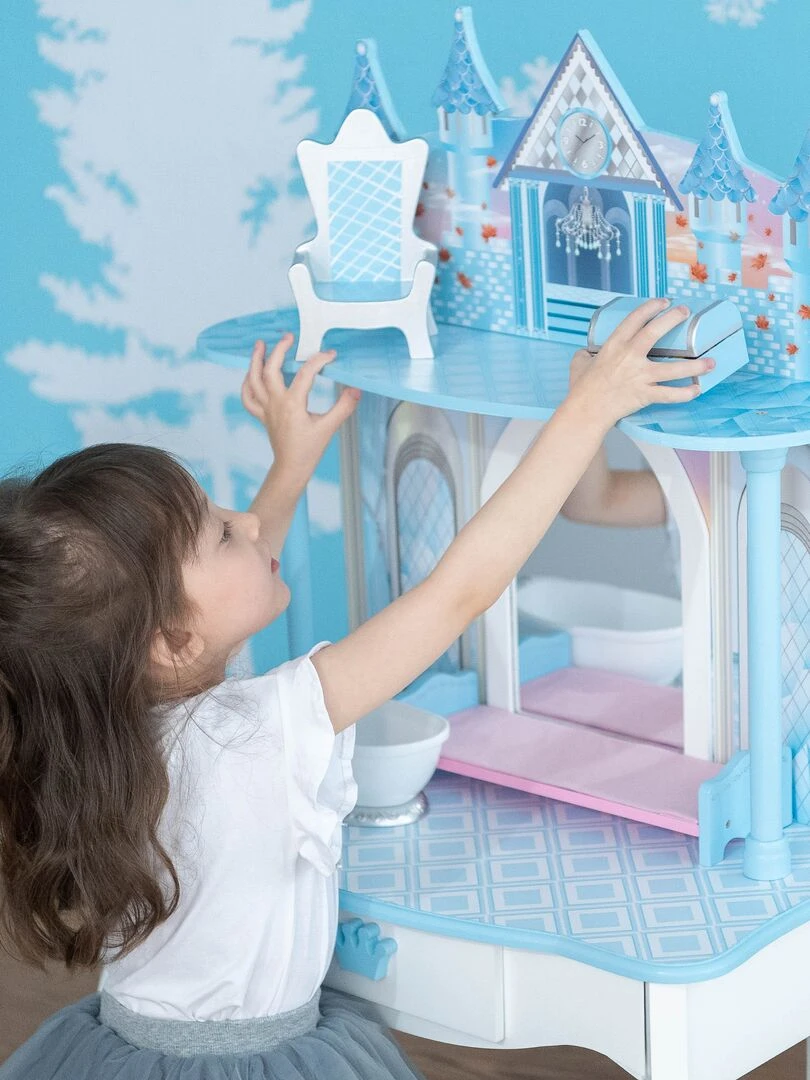 Coiffeuse enfant avec tabouret Château de rêve fille princesse bleu Fantasy Fields Teamson Bleu