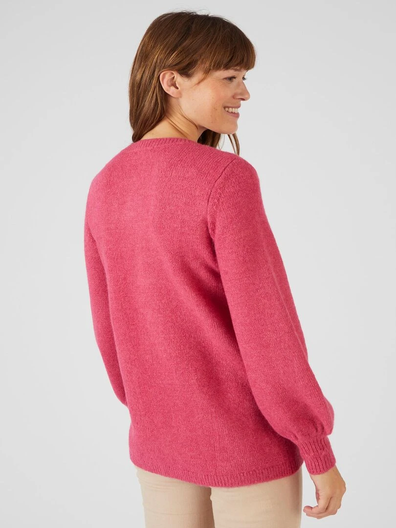 Pull jeu de maille fantaisie Thermolactyl   Damart   Rose framboise