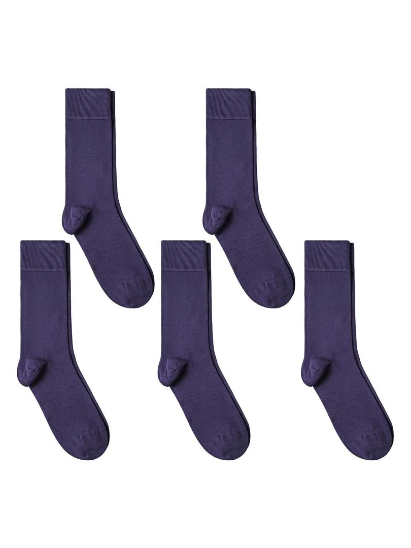 Chaussettes Jersey Coton Lot 5 Paires Fabrication UE Violet aubergine