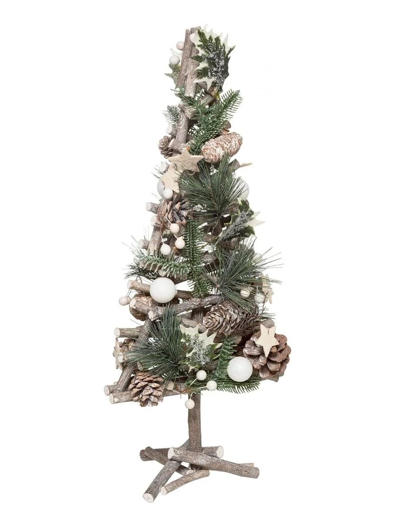 Sapin de Noel en bois pomme de pin etoile 55 cm Vert