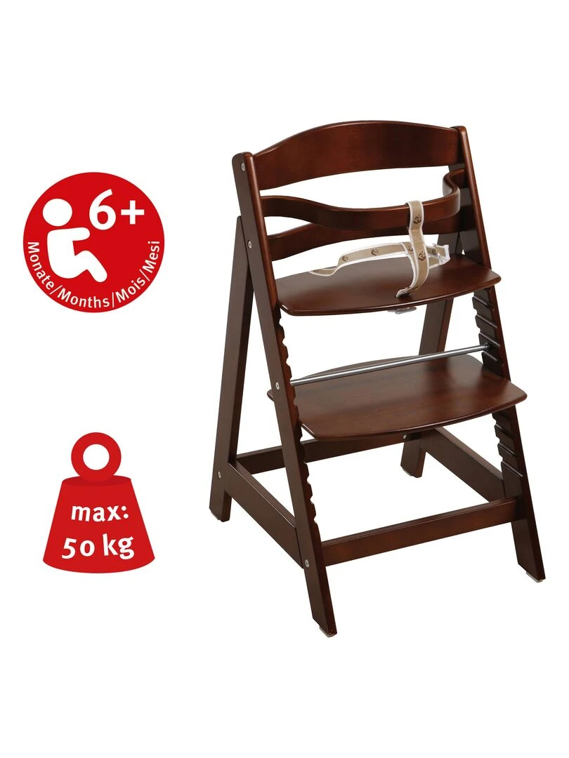 ROBA Chaise Haute Évolutive "Sit Up III"   En Bois Véritable   À Partir De 6 Mois   Marron