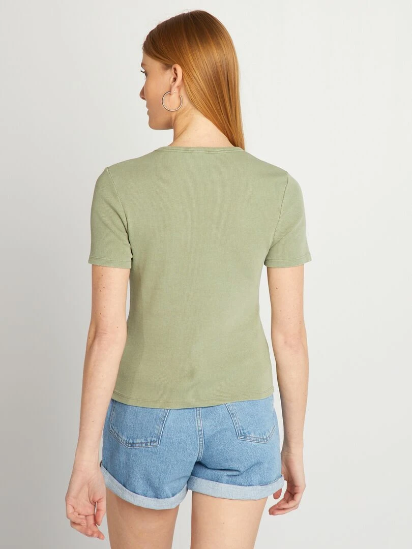 T shirt côtelé   Kaki