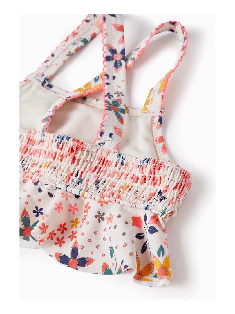 Maillot de bain UPF80 avec Motif Floral pour Fille   Beige clair