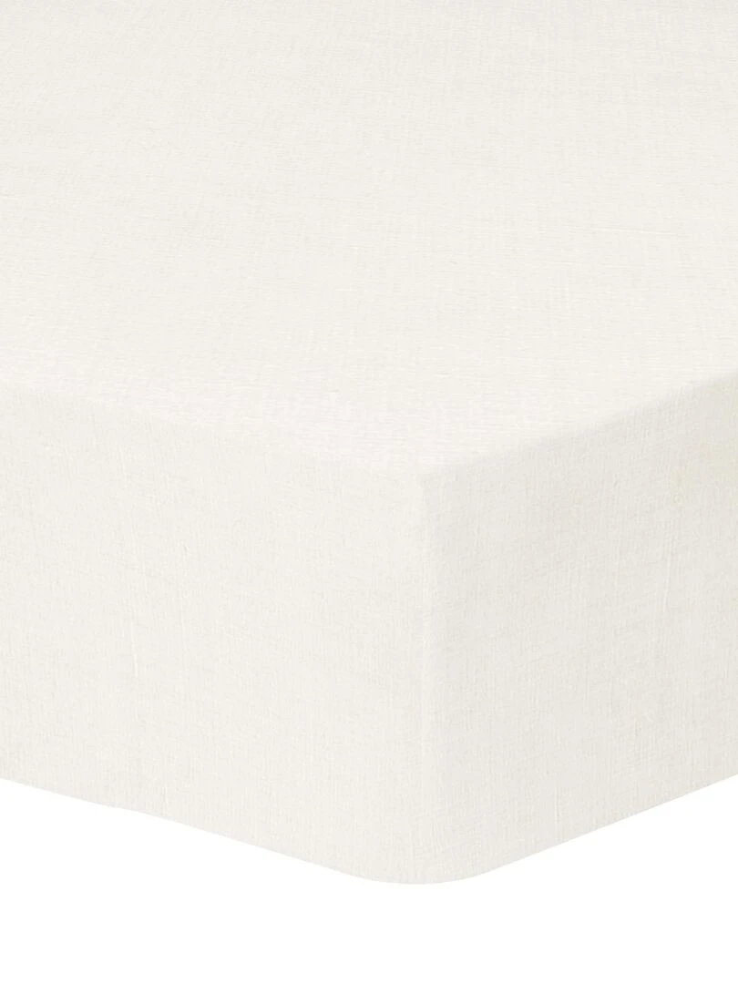 Drap housse uni en lin LIN LAVÉ Blanc cassé