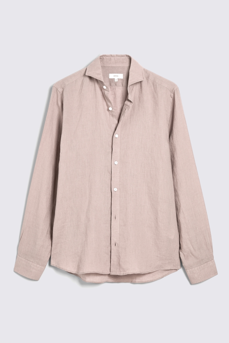 Tailored Fit Khaki Linen Shirt   Buy Online at Moss