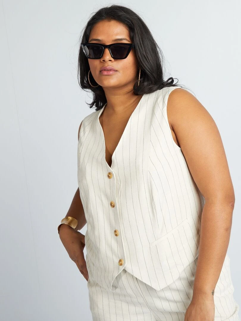 Gilet de costume style garçon de café Beige