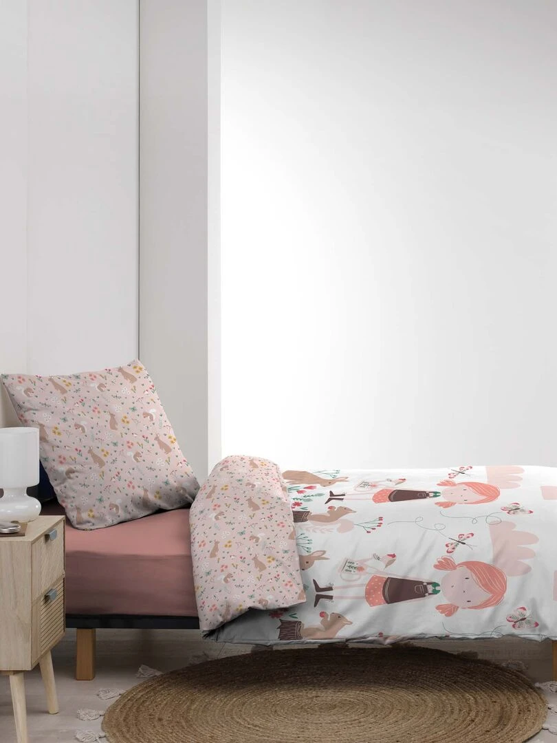Parure Housse de couette Alice en foret 140x200cm Blanc